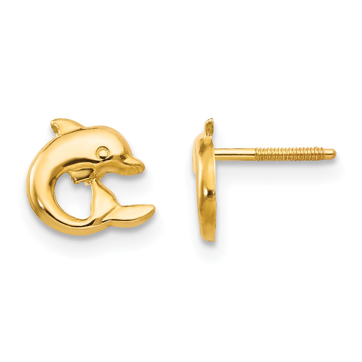 14K Yellow Gold Madi K Childrens 8 MM Heart Screw Back Stud Earrings