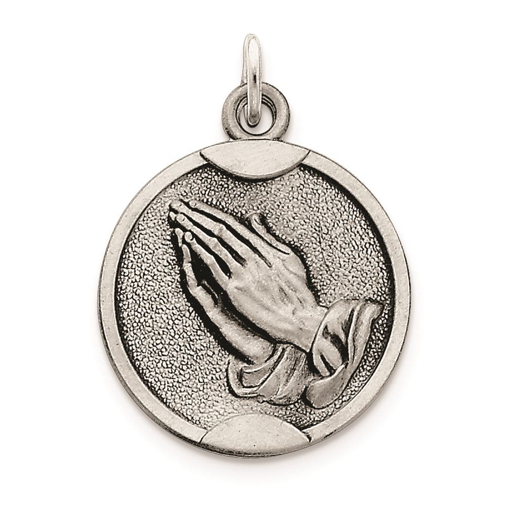 .925 Sterling Silver Praying Hands Charm Pendant
