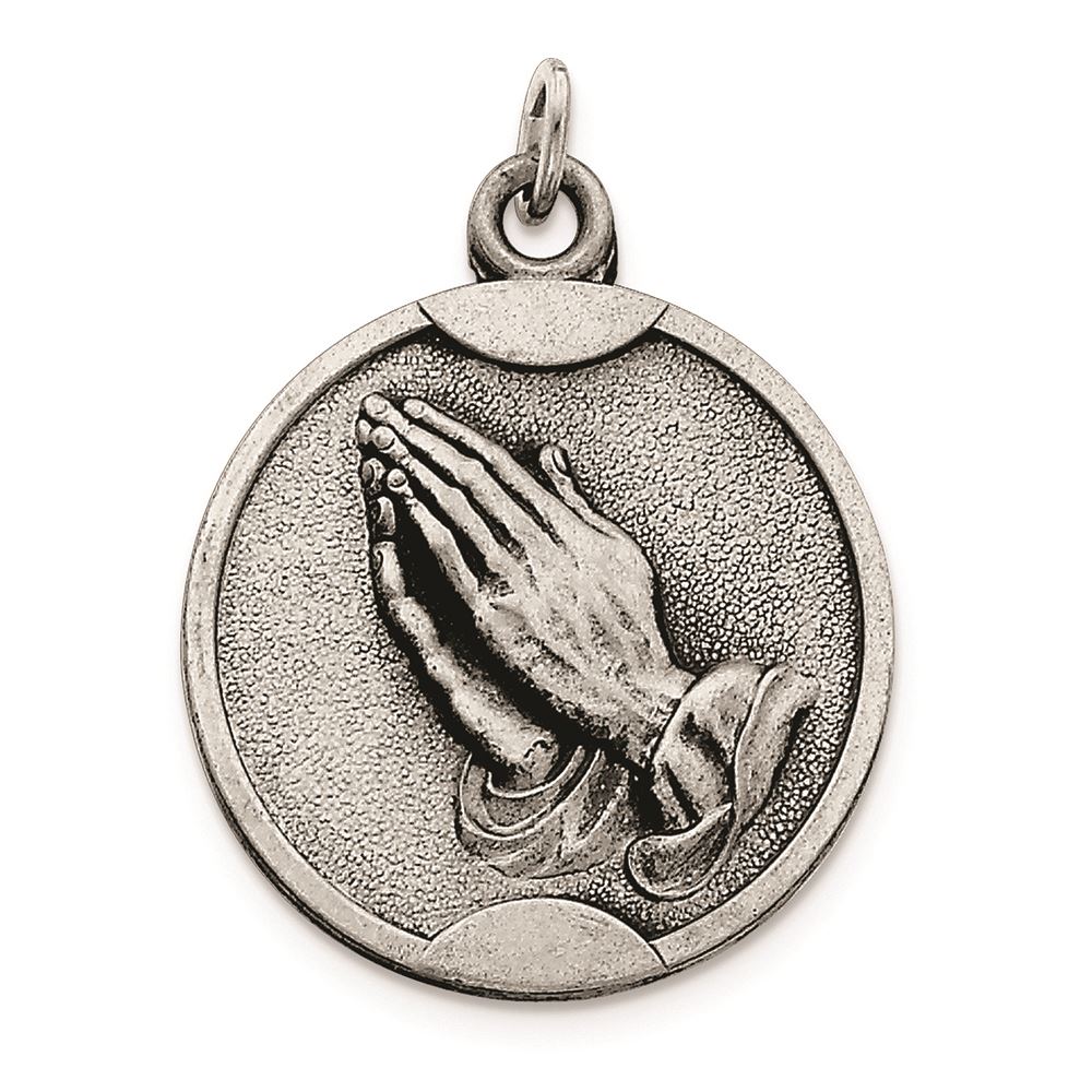 .925 Sterling Silver Praying Hands Charm Pendant