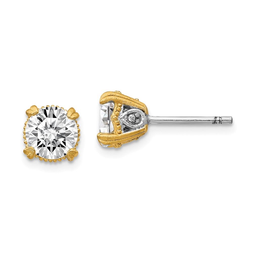 Cheryl M Sterling Silver Gold-Plated CZ Post Earrings One Size
