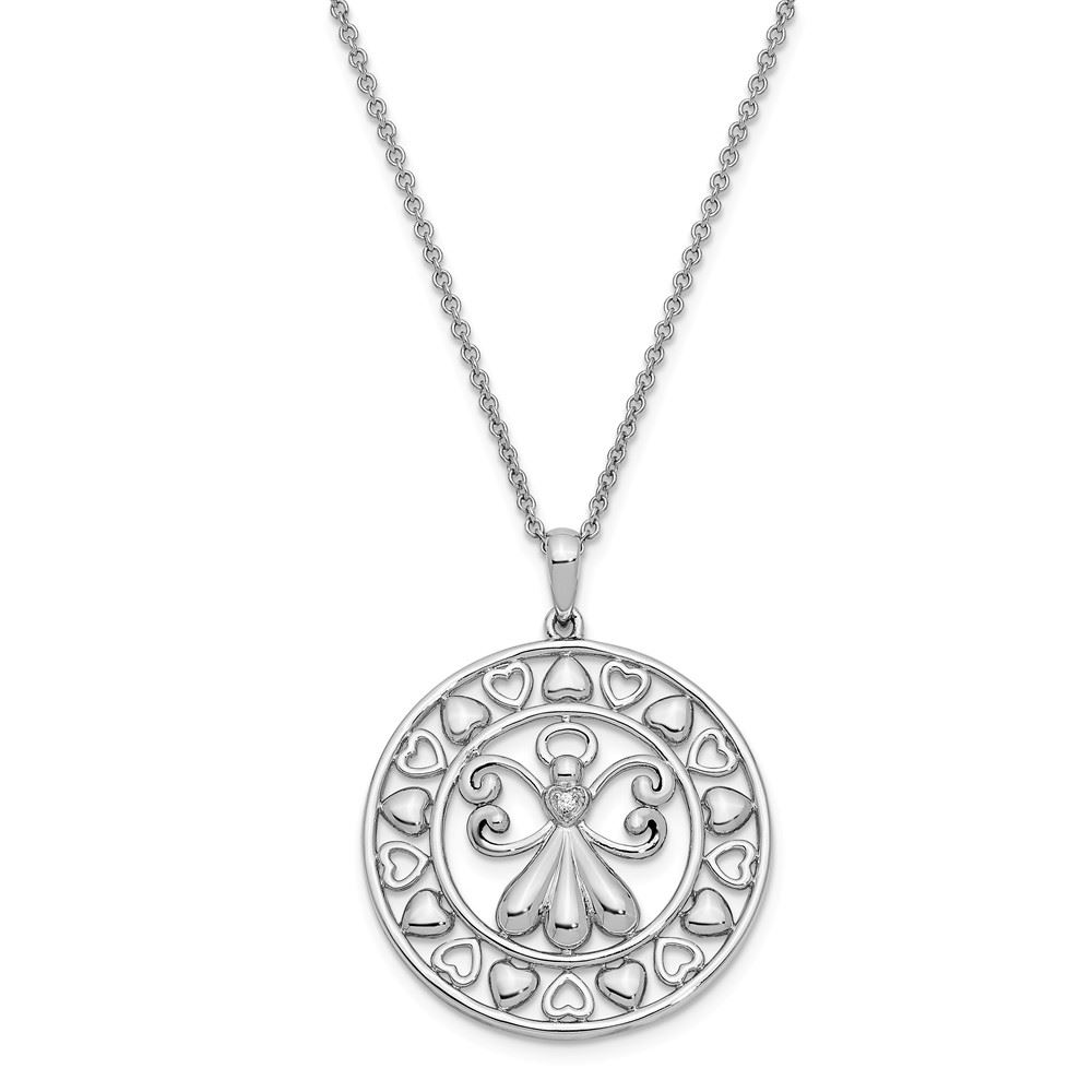 925 Sterling Silver Polished CZ Steadfast Love Cross Pendant Necklace 18 by Sentimental Expressions