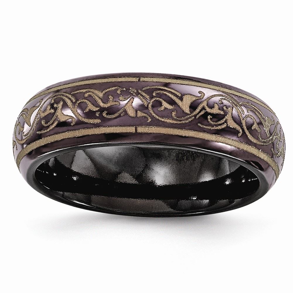 Edward Mirell Black Ti and 14K Domed 6mm Band