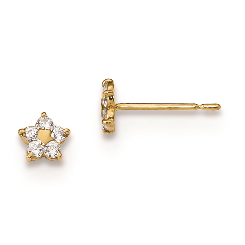 14K White Gold Madi K Childrens 5 MM Square CZ Post Stud Earrings