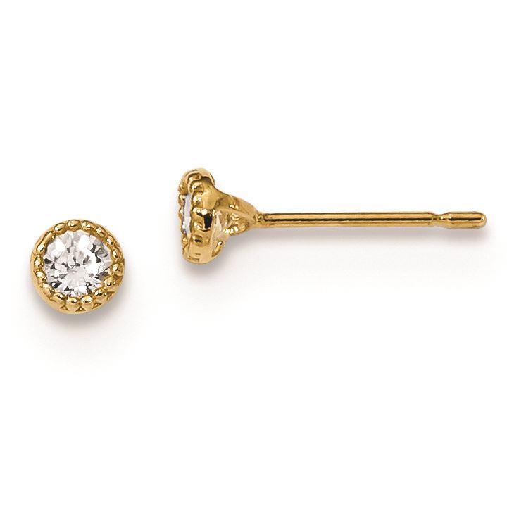 14K Yellow Gold Jewelry Button Earrings 3 mm 8 mm Madi K CZ Childrens Star Post Earrings