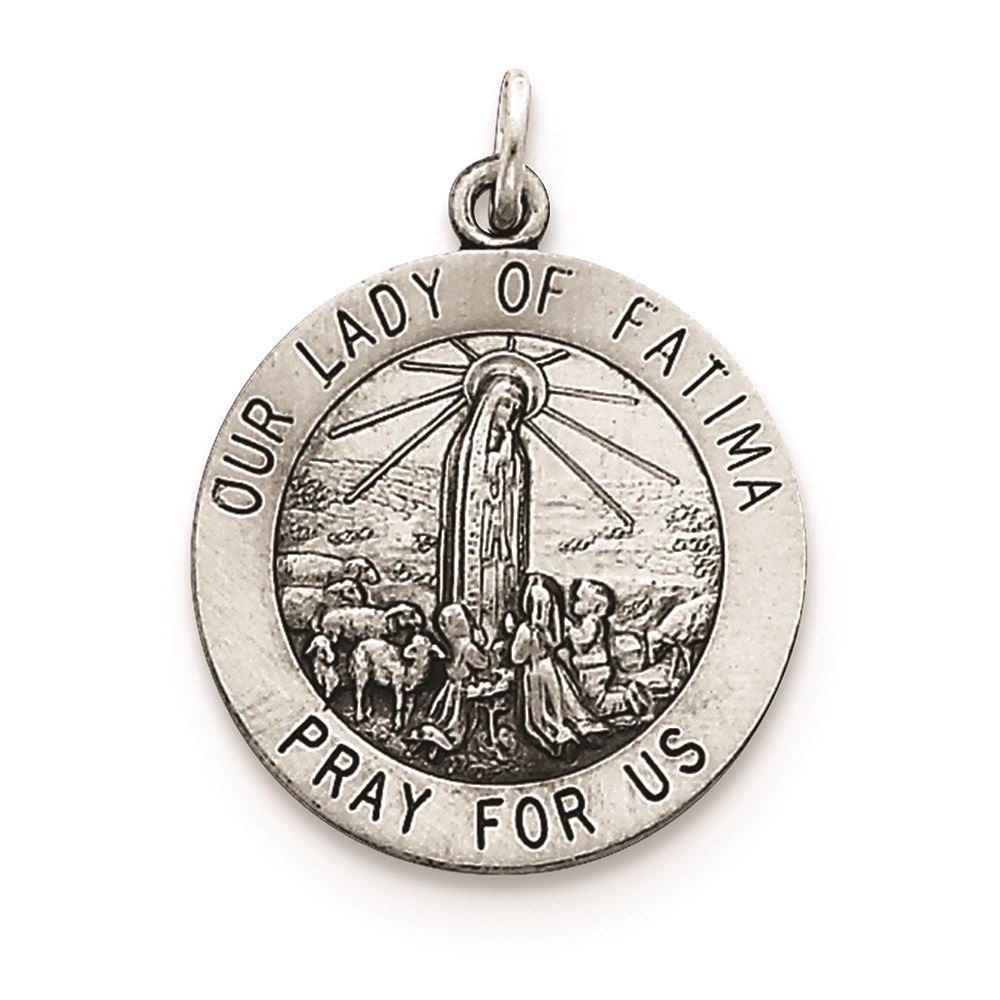 .925 Sterling Silver Antiqued Our Lady of Loreto Medal Charm Pendant