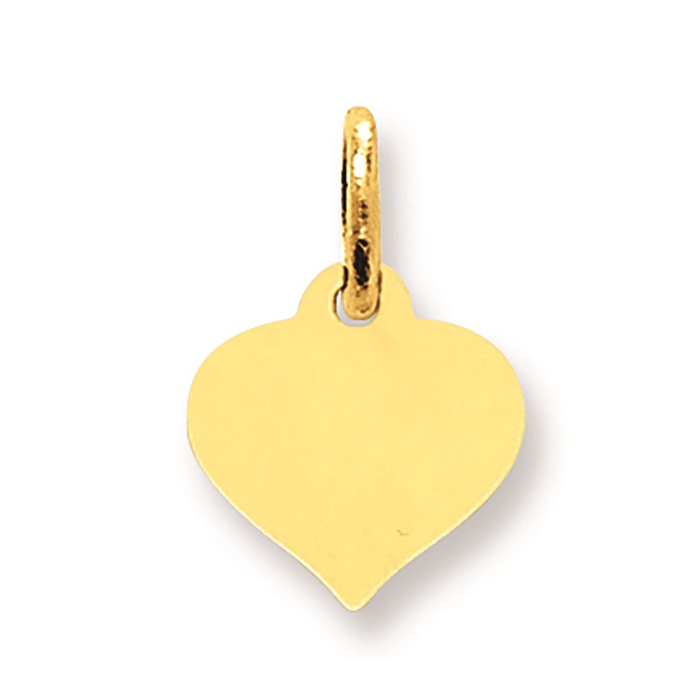 14K Yellow Gold Plain .035 Gauge Engravable Rectangular Disc Charm