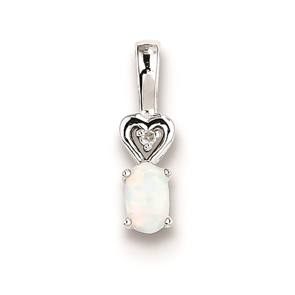 Sterling Silver Created Opal /& Diamond Pendant