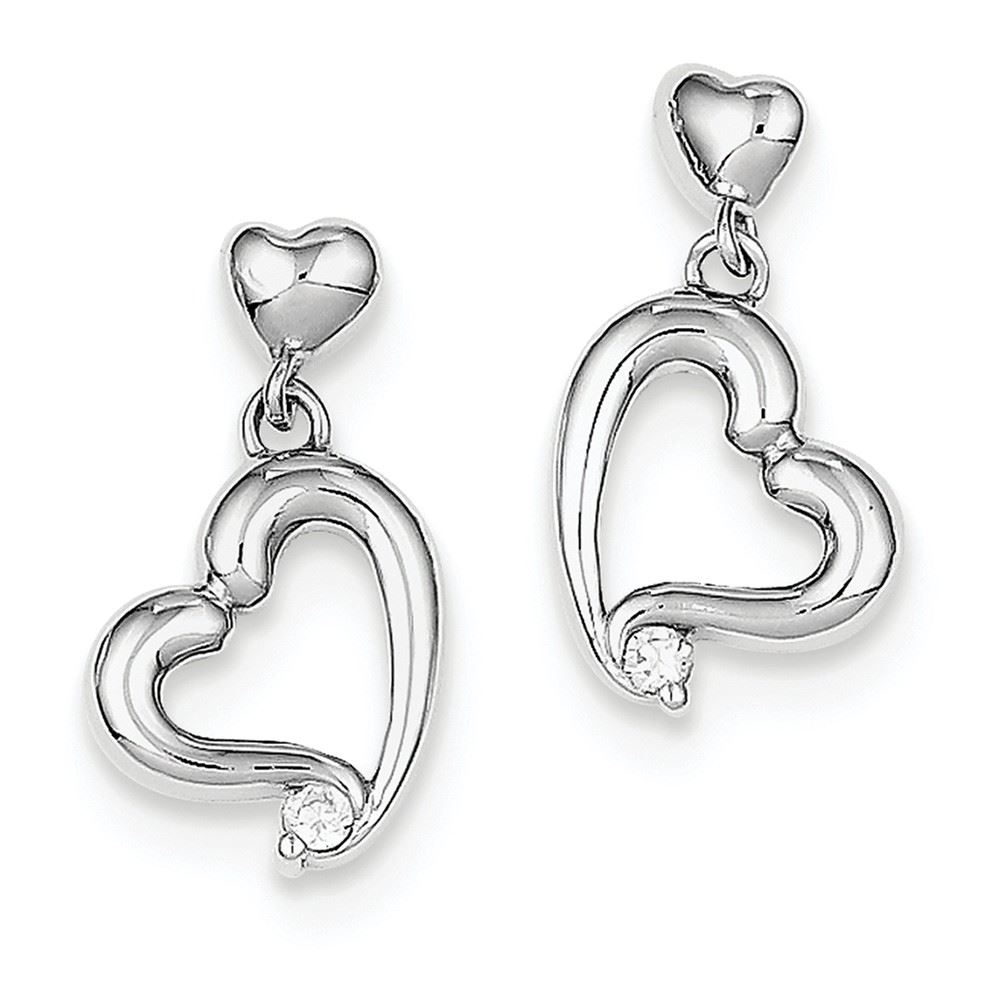 .925 Sterling Silver 22 MM Polished CZ Heart Lock /& Key Dangle Post Stud Earrings