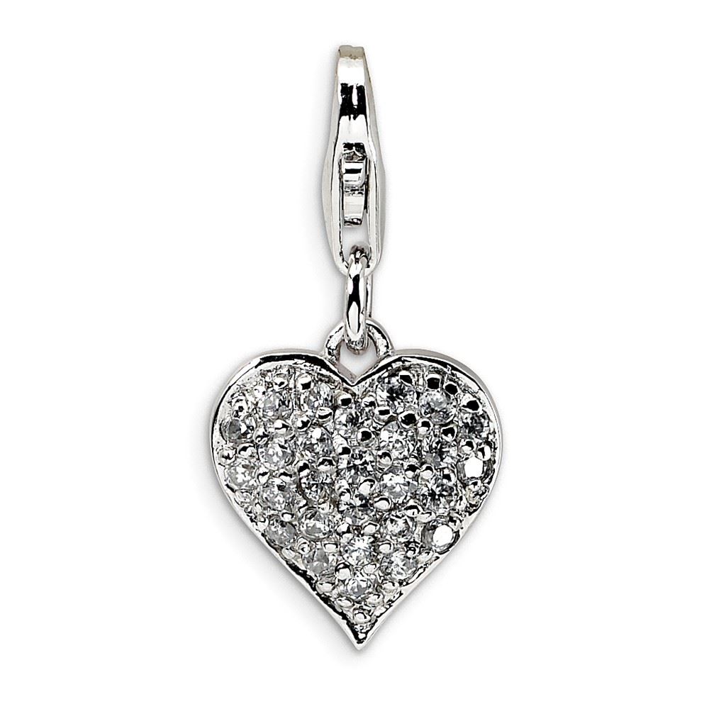 Amore La Vita Sterling Silver 3-D Pink CZ Click-On Lobster Clasp Charm Pendant