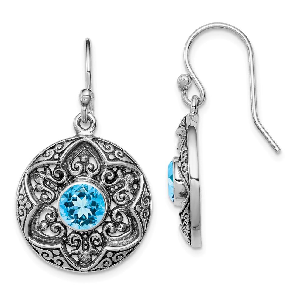 925 Sterling Silver Polished Circles Dangle Earrings 12mm x 33mm