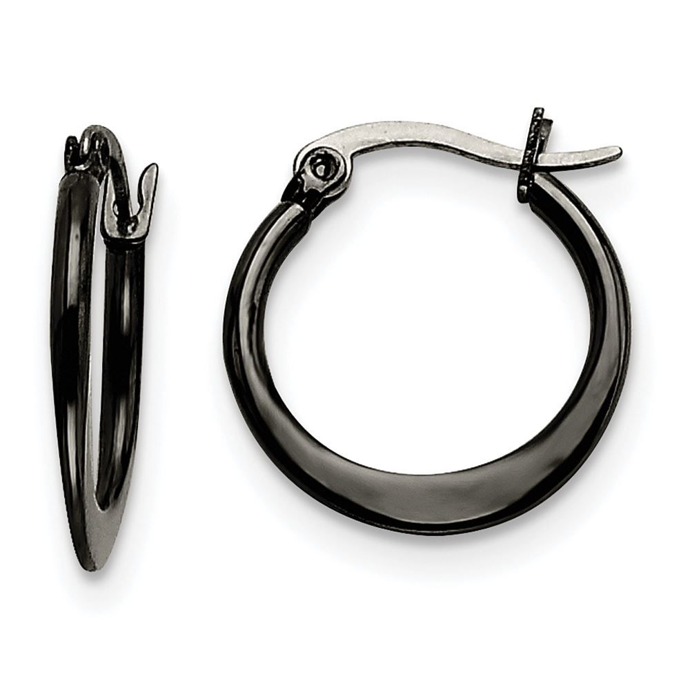 Stainless Steel Black IP plated 34mm Hoop Earrings Earrings Men