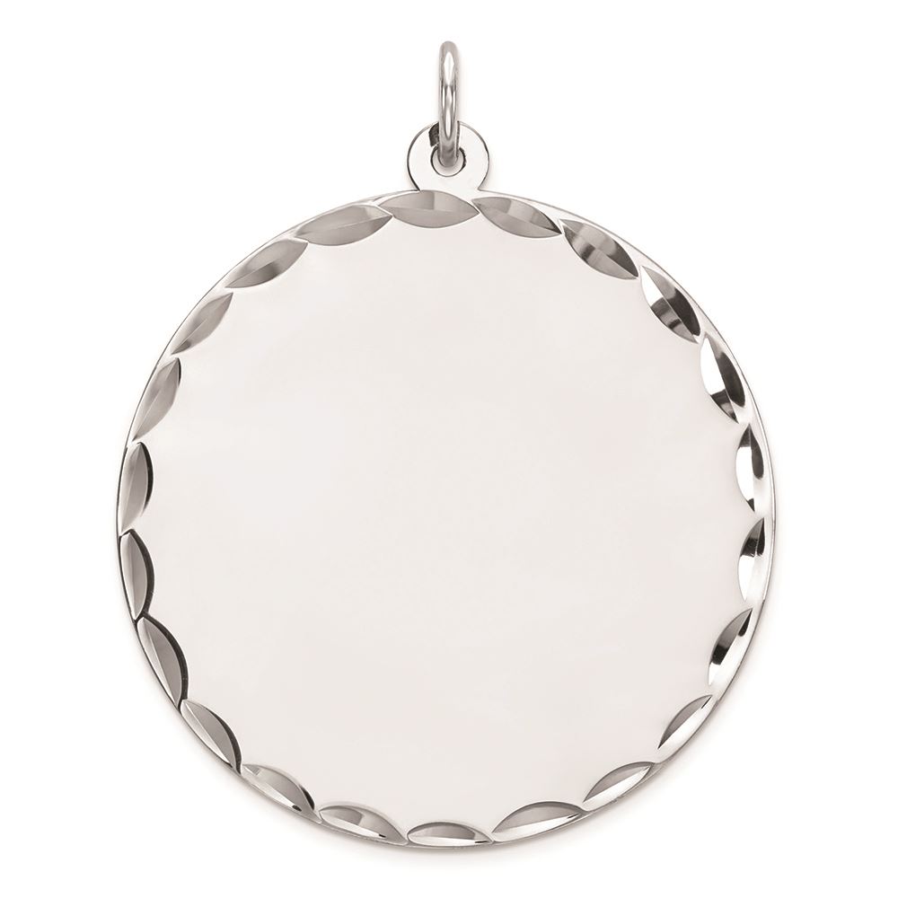 Sterling Silver Polished Flat back Engravable Engraveable Girl Disc Charm Sterling Silver Polished Flat back Engravable Engraveable Girl Disc Charm