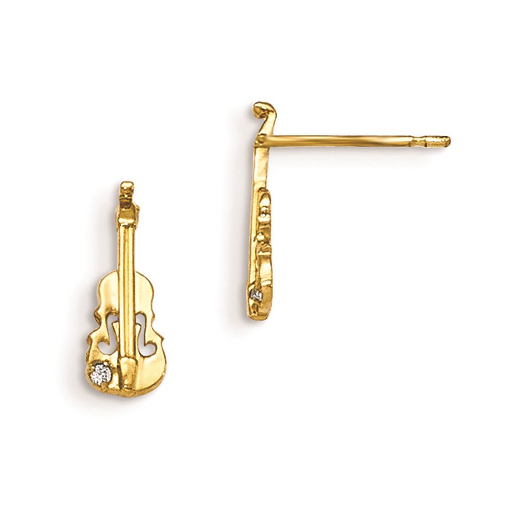 14K Yellow Gold Madi K Childrens 5 MM CZ Post Stud Earrings
