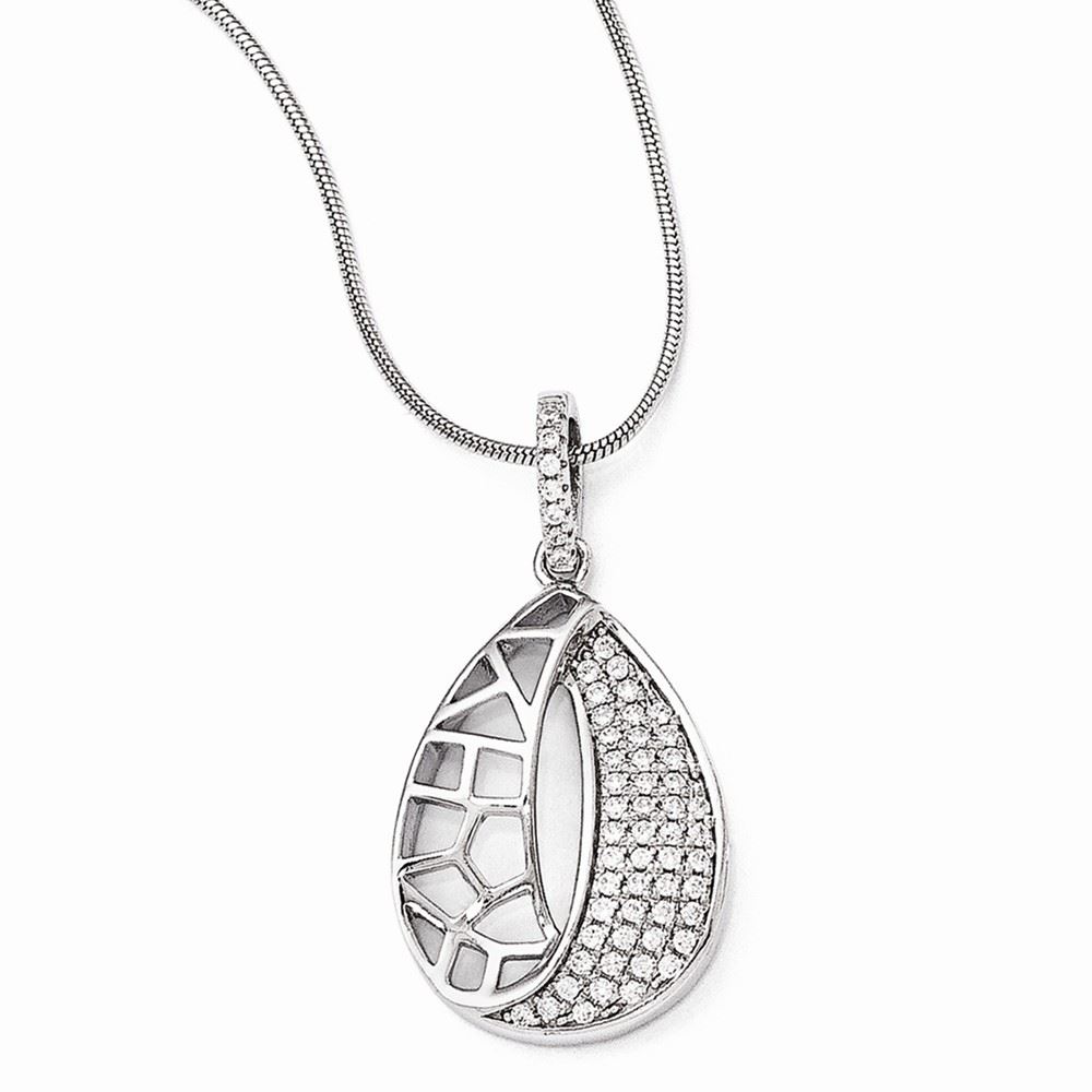 Brilliant Embers Sterling Silver and CZ Charm Pendant with 18 Necklace