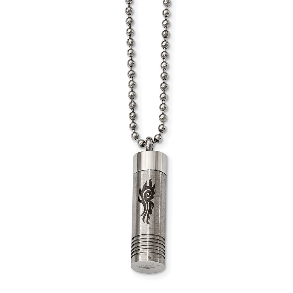 Stainless Steel Polished Fancy Swirl Pendant Necklace