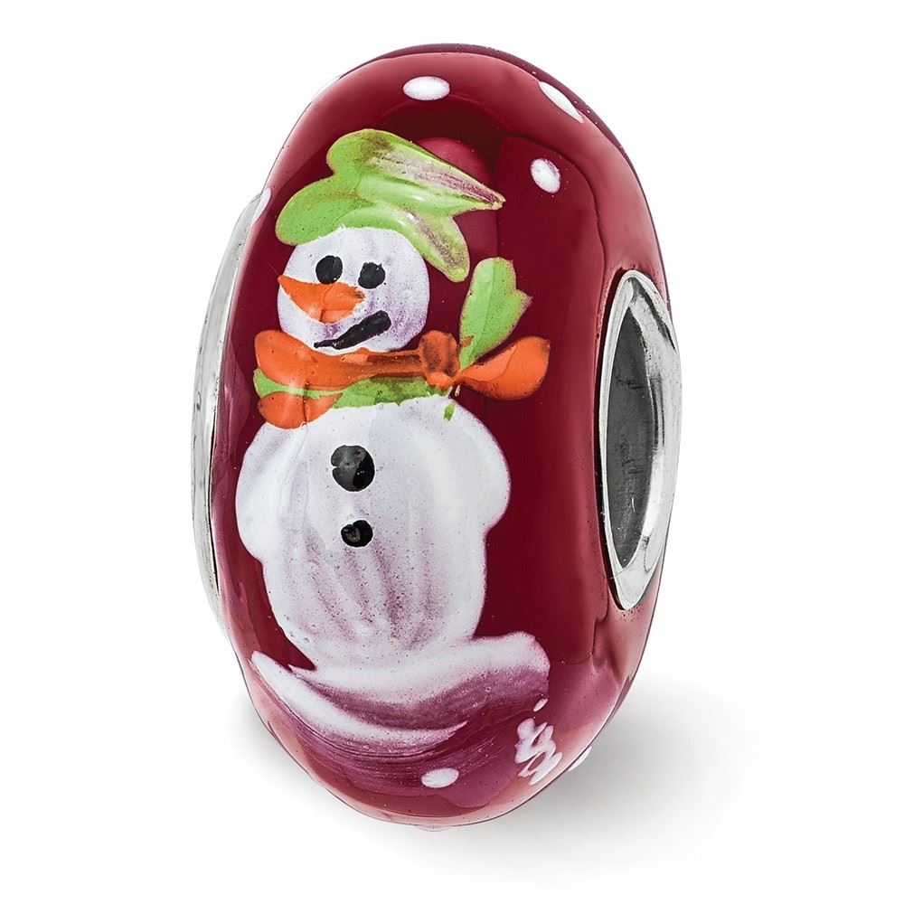 Reflection Beads Sterling Silver Hand Painted Feelin Frosty Fenton Glass Bead