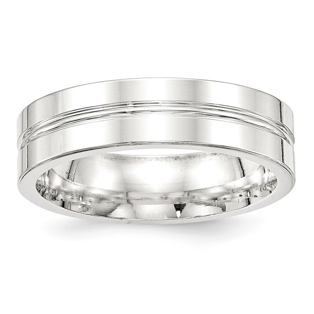 925 Sterling Silver 6mm Polished Fancy Wedding Band