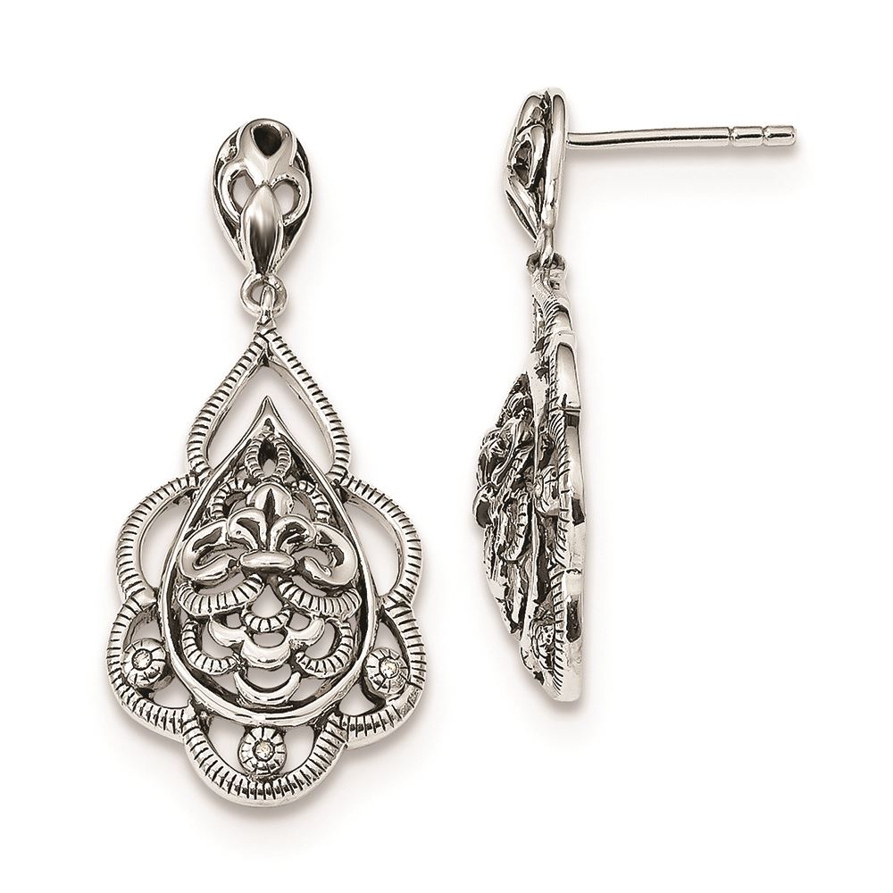 Handmade 925 Oxdized Silver Tiny Snakes Serpents Finish Pewter Dangle Earrings