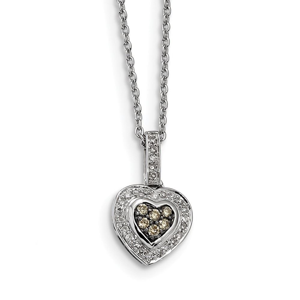 Sterling Silver Diamond Heart Charm Pendant