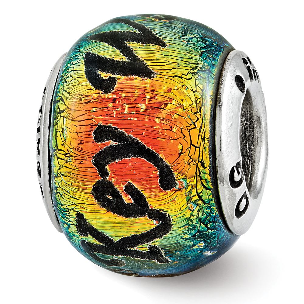 Key West Orange Dichroic Glass Bead .925 Sterling Silver Reflection Beads
