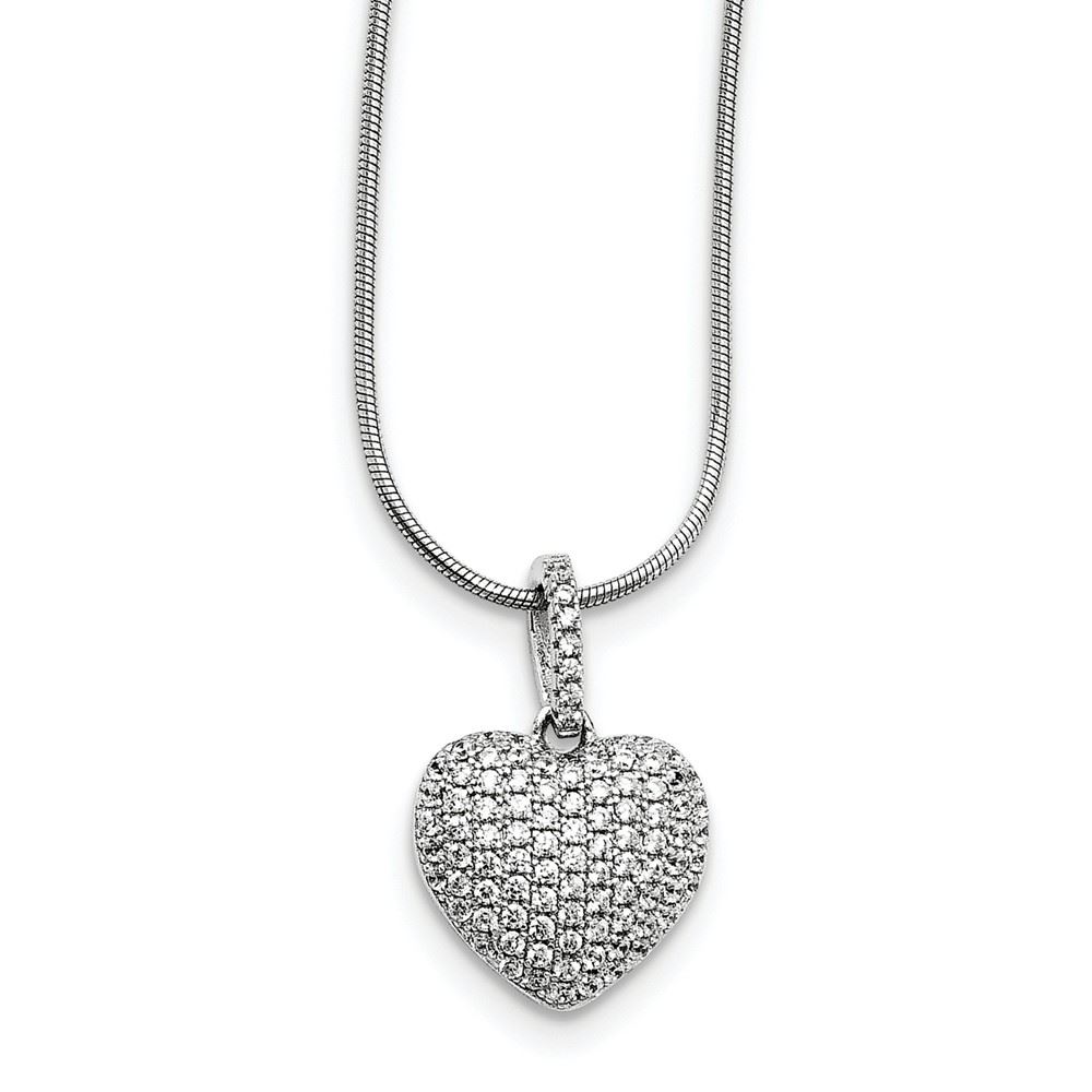 Brilliant Embers Sterling Silver and CZ Charm Pendant with 18 Necklace