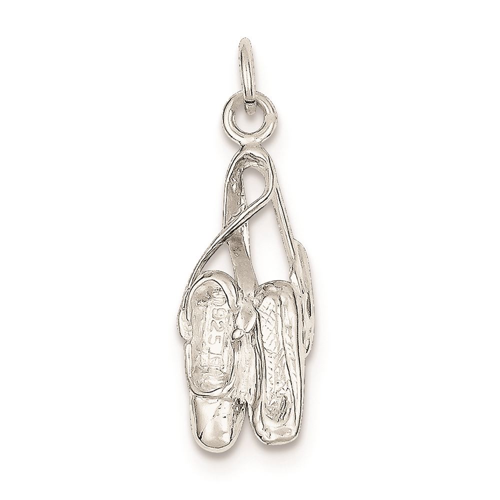 Pendants Arts and Theater Charms .925 Sterling Silver Ballet Slippers Charm Pendant