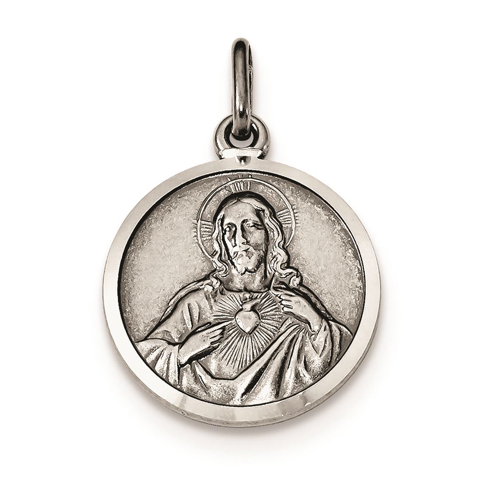 925 Sterling Silver Antiqued Sacred Heart of Mary Medal