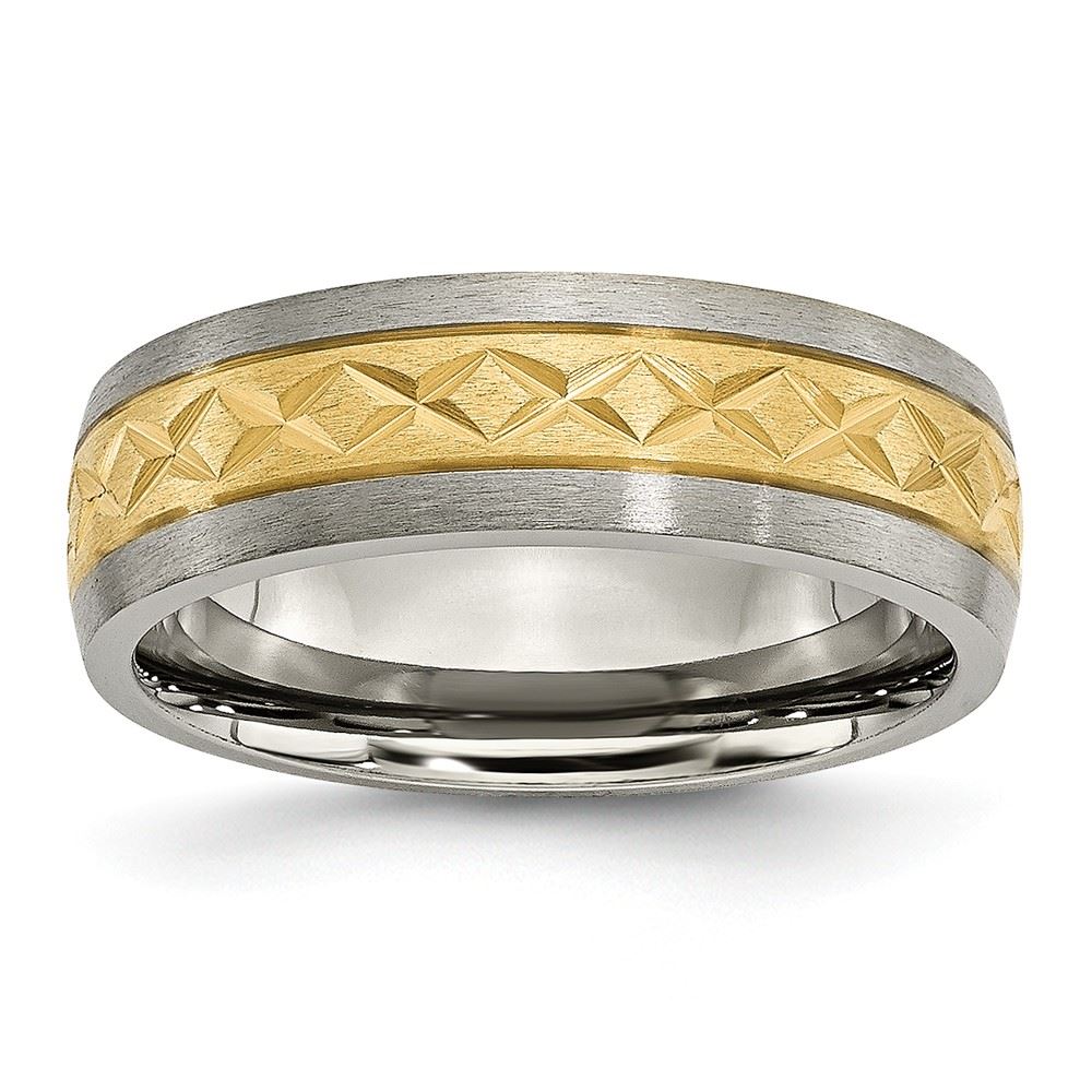 Bridal Titanium Yellow IP-plated Grooved 7mm Polished Band