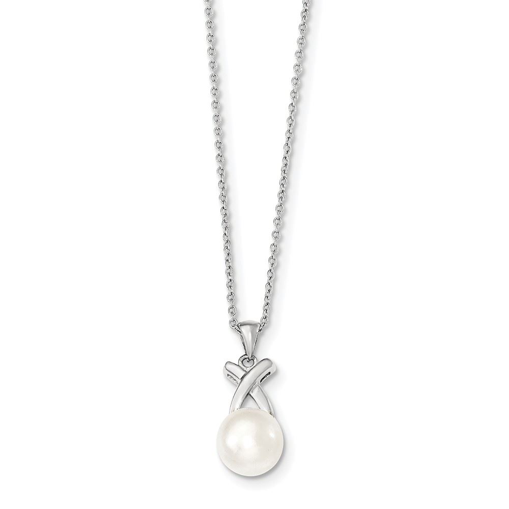 Sterling Silver White Freshwater Cultured Pearl Dragonfly Chain Slide