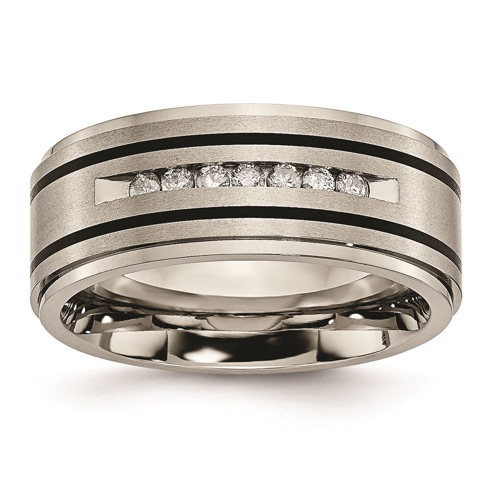 Best Quality Free Gift Box Titanium 9mm Scroll Design Brushed And Polished Band
