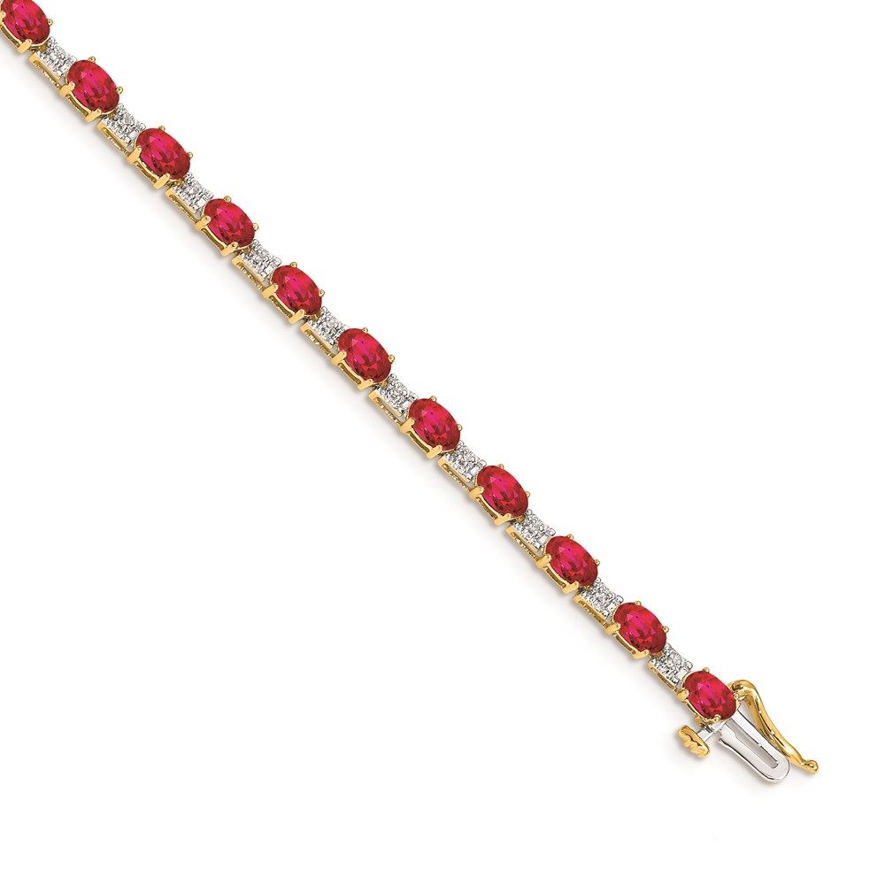 14K Gold Diamond and Ruby Bracelet, 7" (0.05CTW) MSRP $5317 | eBay