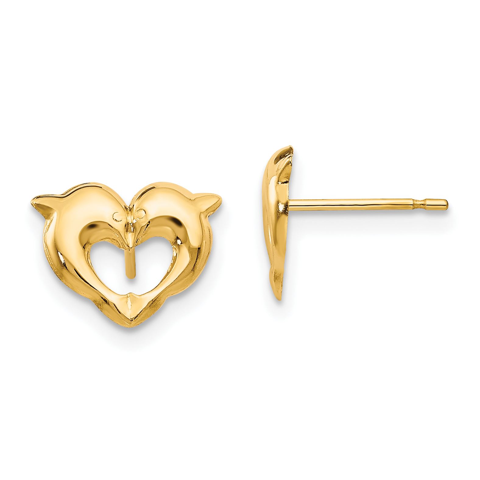 14K Yellow Gold Madi K Childrens 8 MM Heart Screw Back Stud Earrings
