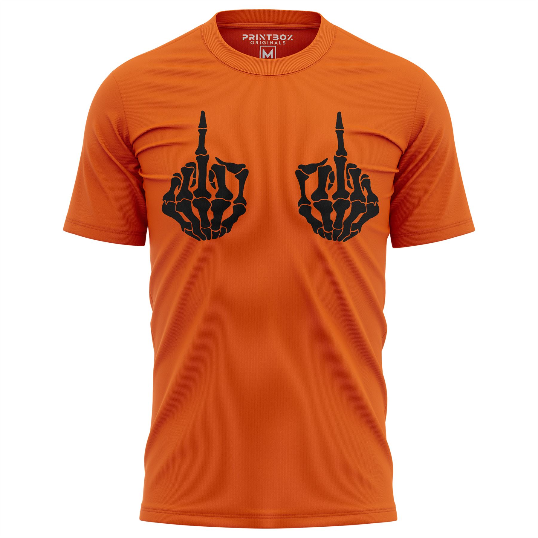 Skelett Hände Mittelfinger Halloween Shirt Herren Damen Tshirt Herbst Top Kostüm - Bild 13 von 18