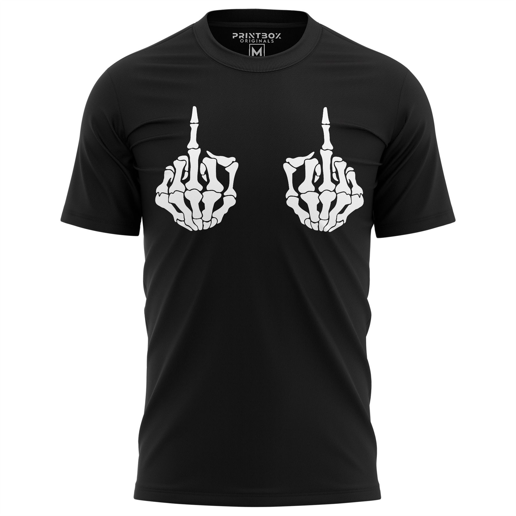 Skelett Hände Mittelfinger Halloween Shirt Herren Damen Tshirt Herbst Top Kostüm - Bild 7 von 18