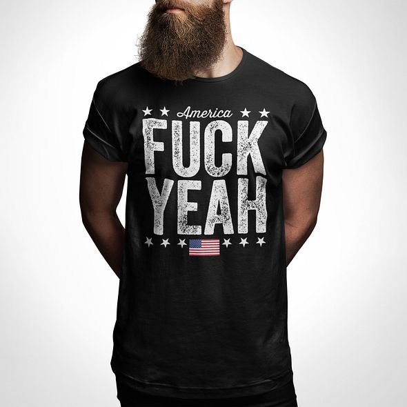4th of July Shirt for Men America F*ck Yeah Funny Mens Shirt USA Flag - Picture 6 of 15