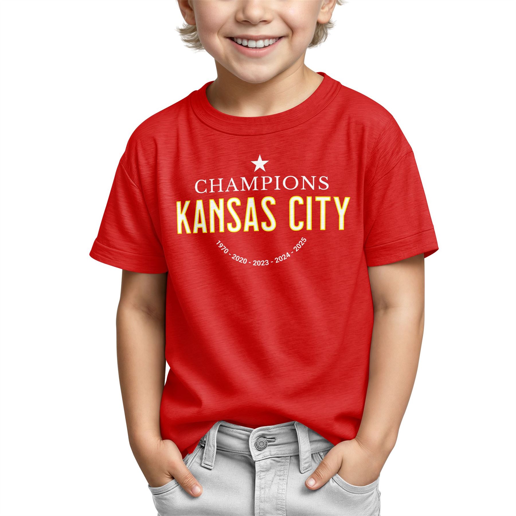 Champions Kansas City T-Shirt for Kids Boys Girls Kansas Shirt Red - Picture 7 of 10