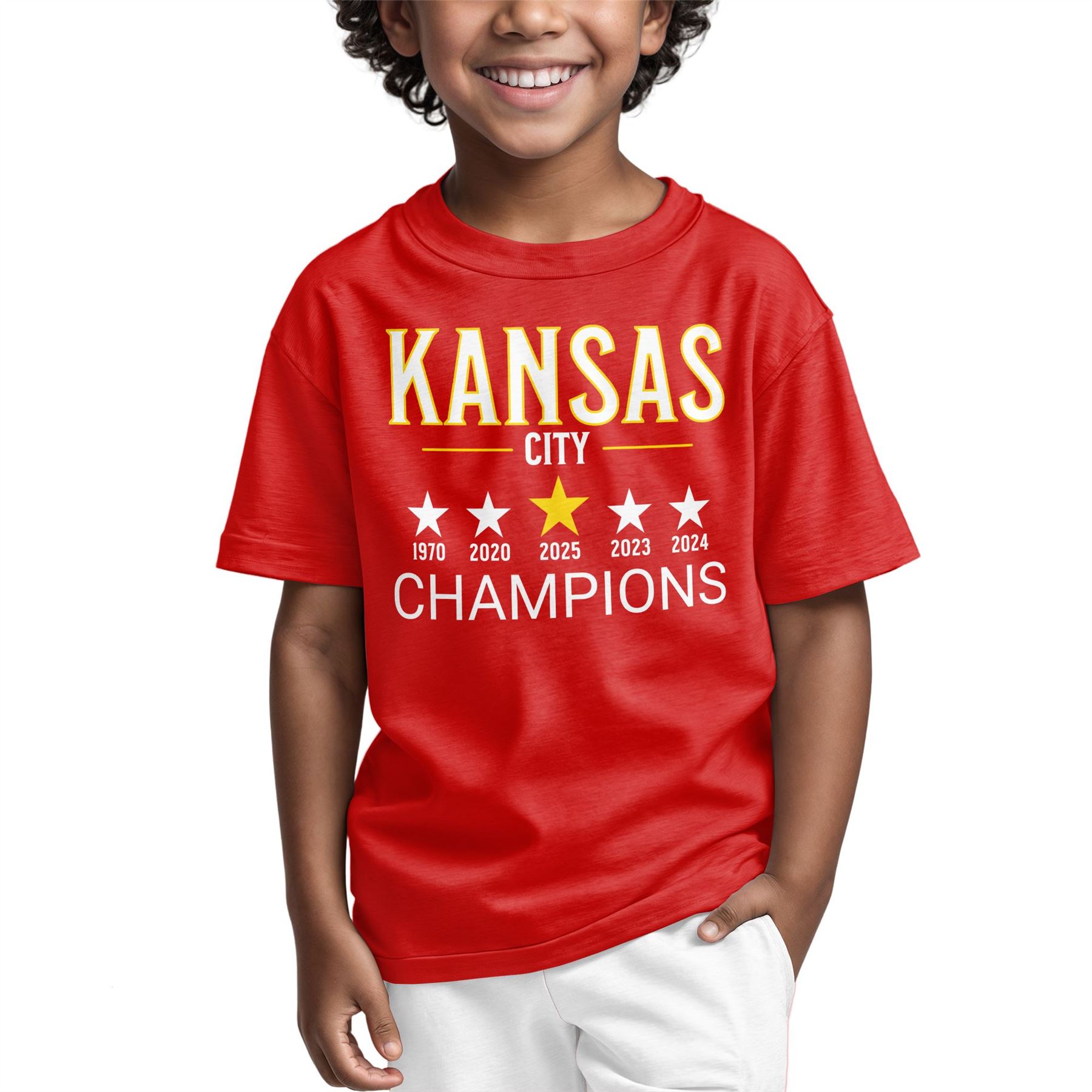 Kansas Shirt Kids Champions 2025 Boys Girls Infants Kansas City Top - Picture 6 of 10