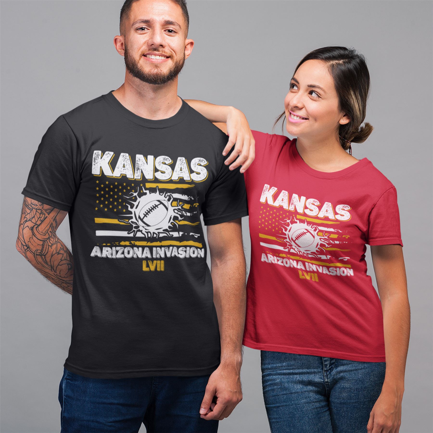Kansas Arizona Invasion Football Shirt Men KC Gameday Top Jersey Tshirt - Picture 12 of 15