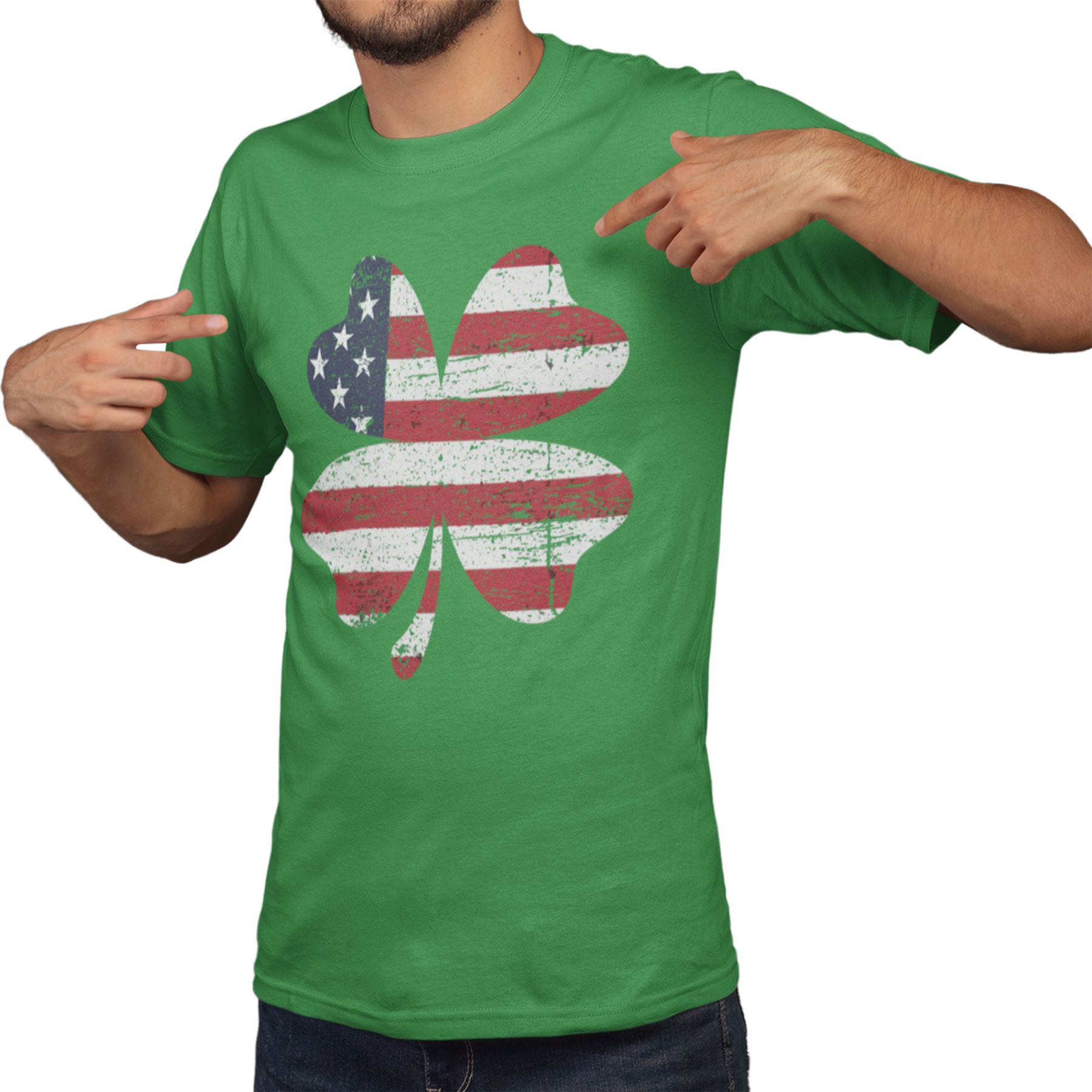 Shamrock USA Flag St Patricks Day Shirts for Men Ireland Irish Tshirt Top - Picture 7 of 15