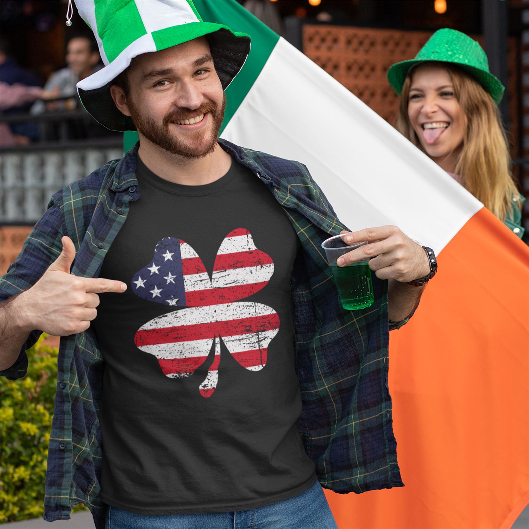 Shamrock USA Flag St Patricks Day Shirts for Men Ireland Irish Tshirt Top - Picture 8 of 15