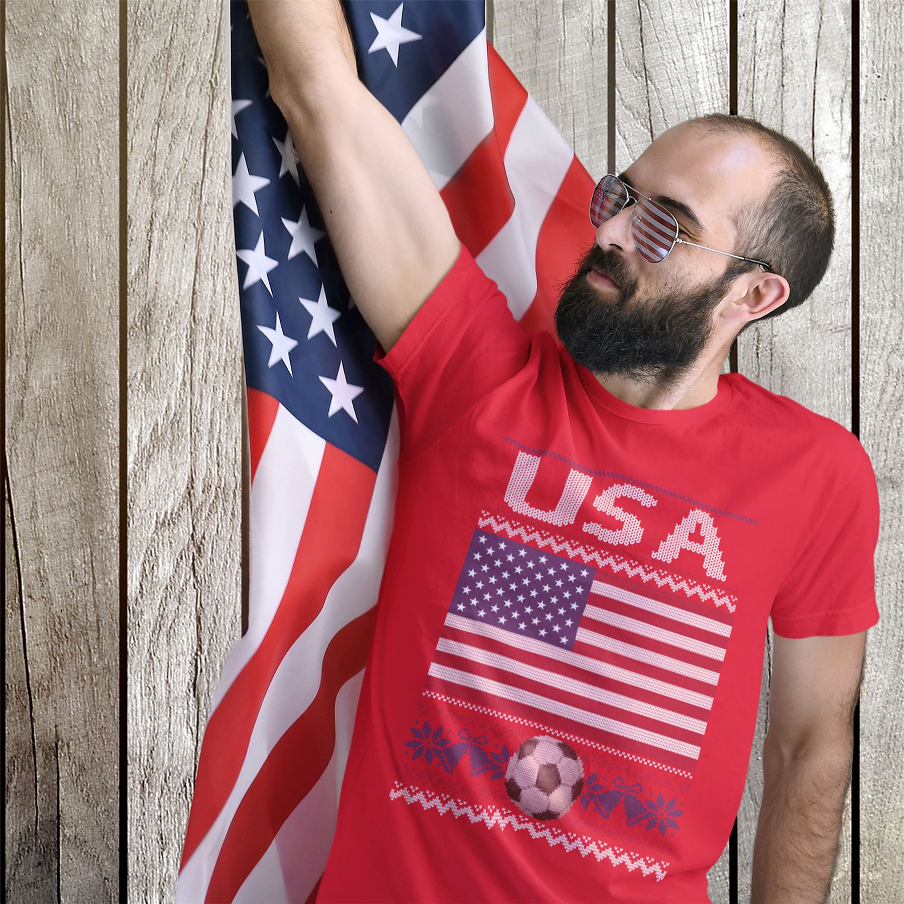 USA Soccer Shirt Mens America Jersey US Flag Christmas Tshirt Top tee Tshirts - Picture 16 of 30
