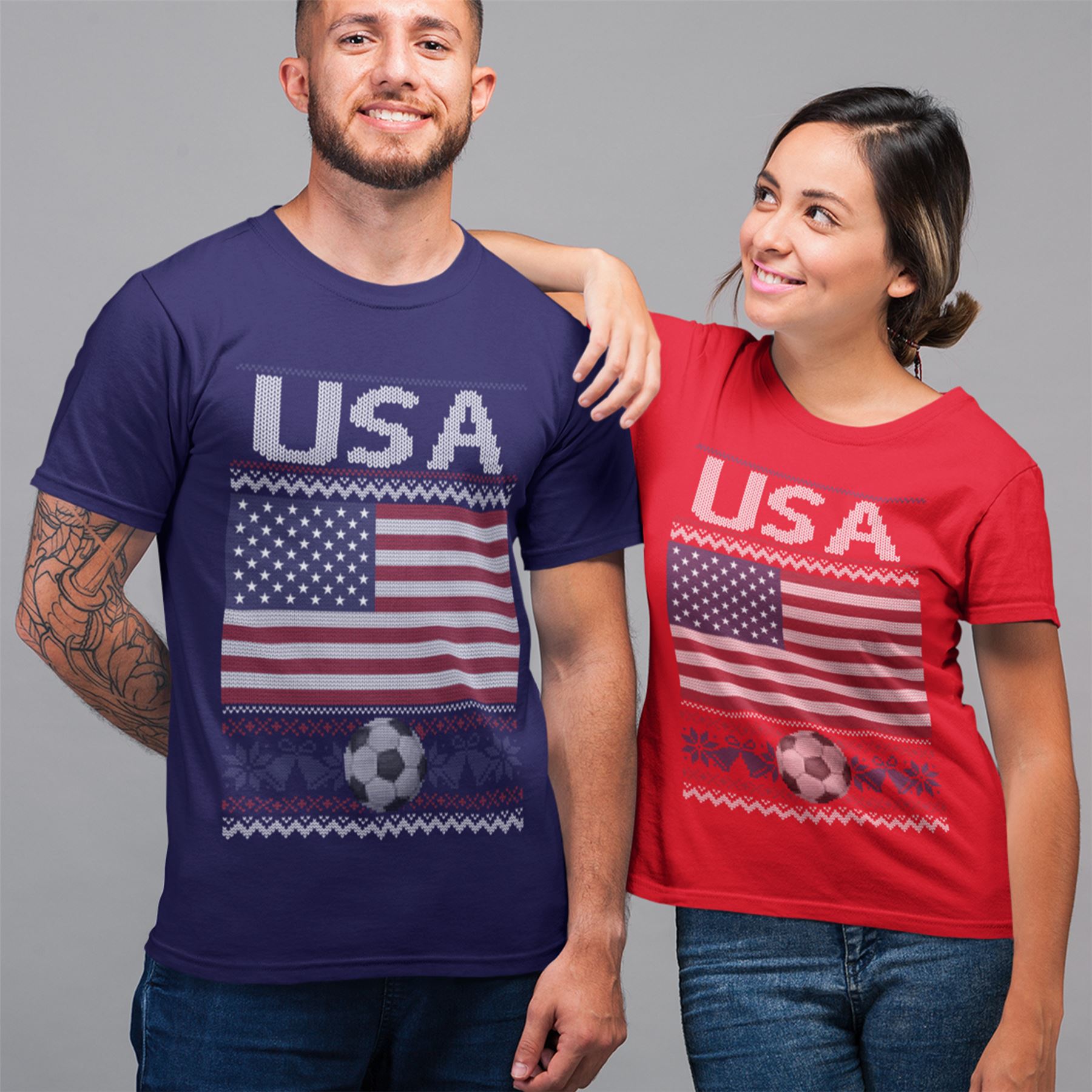 USA Soccer Shirt Mens America Jersey US Flag Christmas Tshirt Top tee Tshirts - Picture 8 of 30