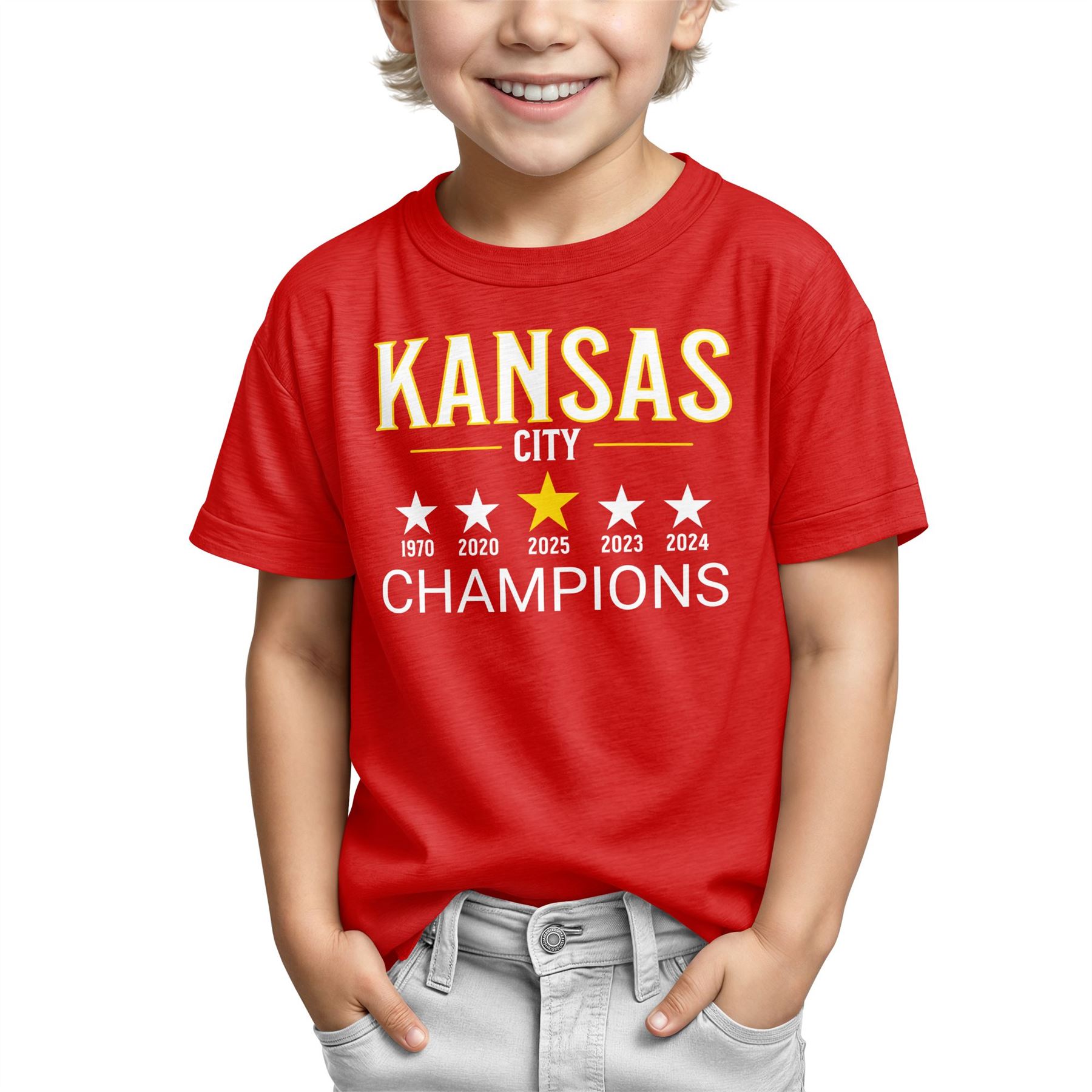 Kansas Shirt Kids Champions 2025 Boys Girls Infants Kansas City Top - Picture 7 of 10