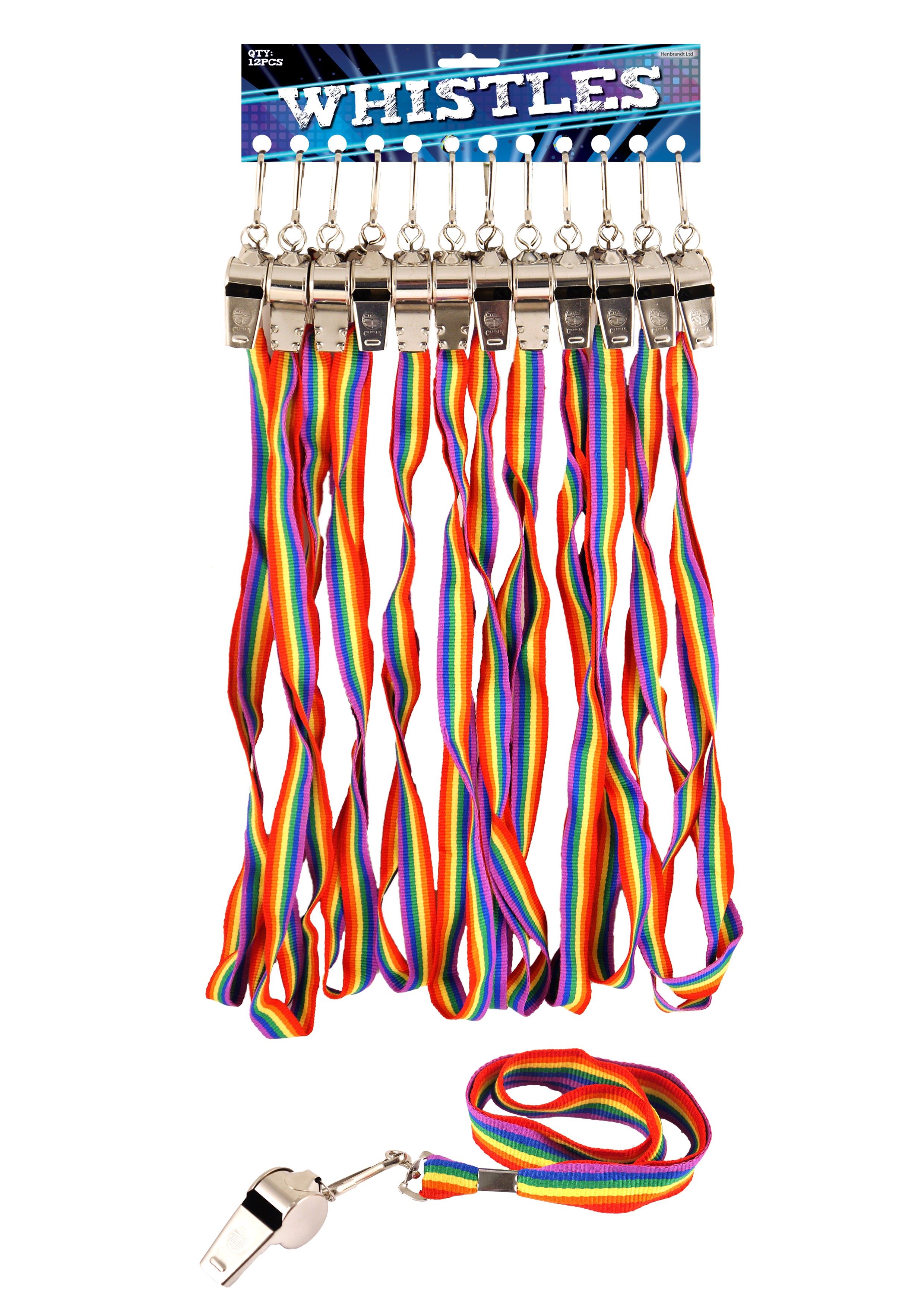 Pride Rainbow Lanyard with Metal Whistle - Picture 2 of 2