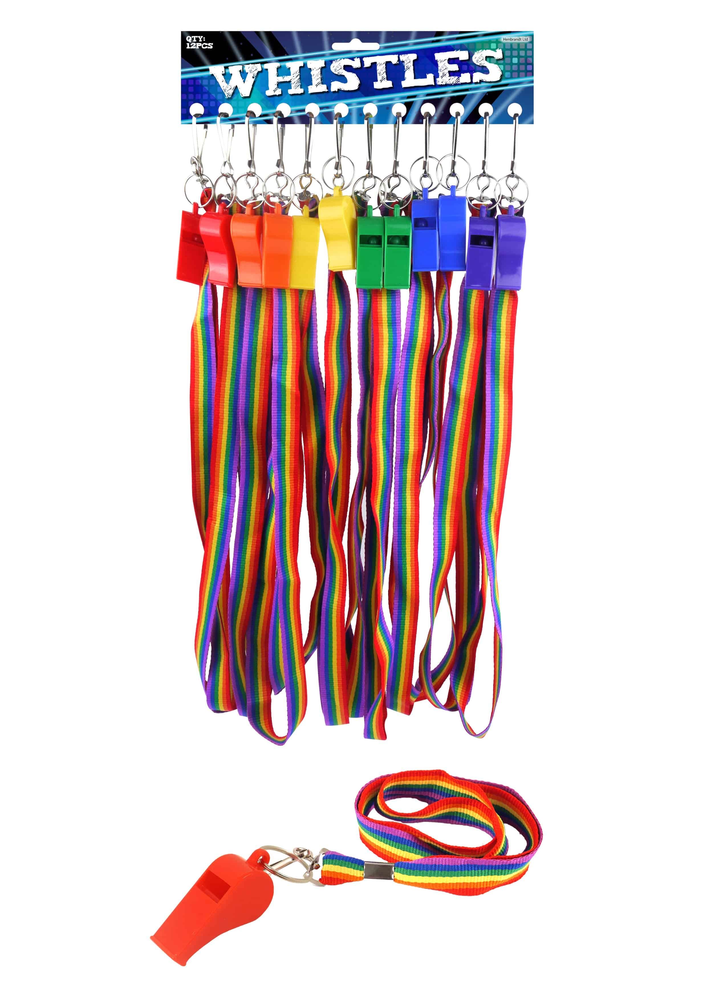 Pride Rainbow Cord Plastic Whistle - Picture 3 of 3