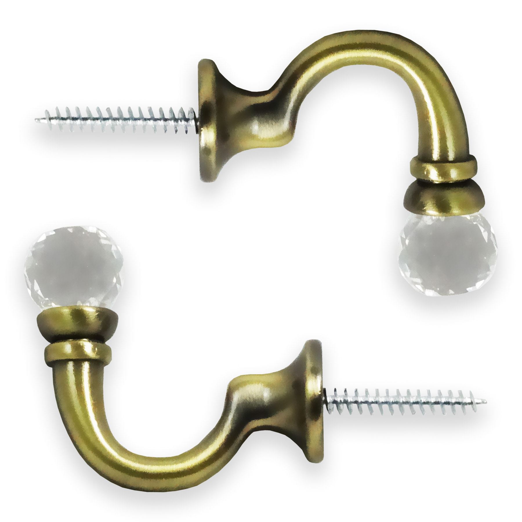 Crystal Glass Ball End Tie Back Hooks Holder for Curtain Tiebacks