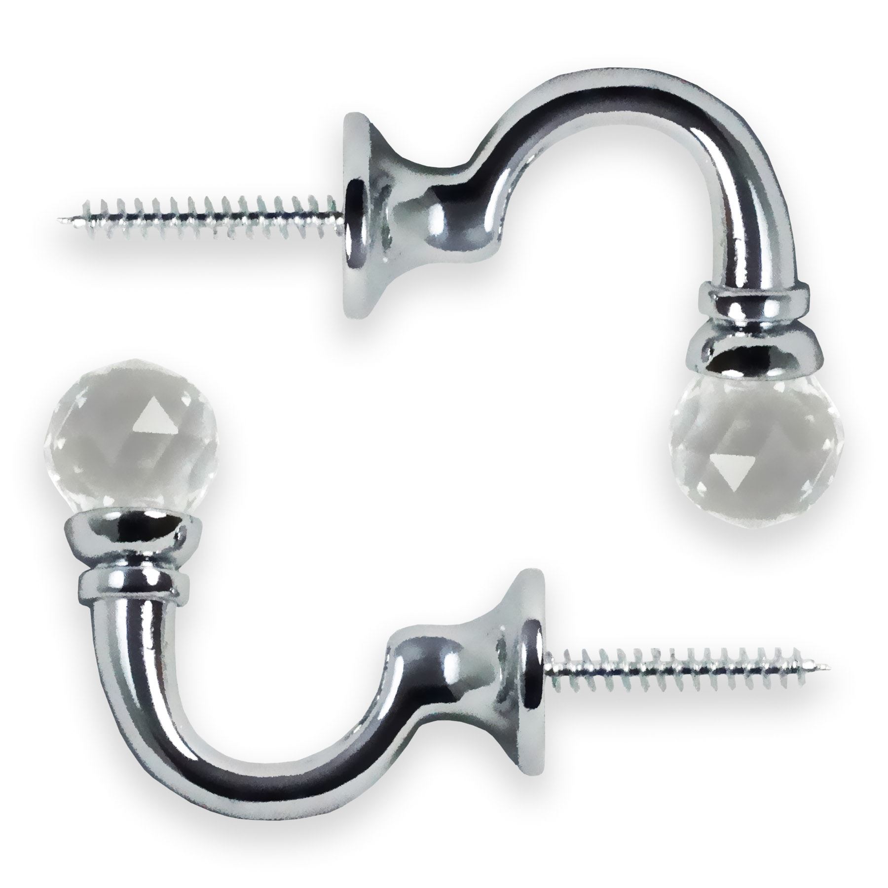 Crystal Glass Ball End Tie Back Hooks Holder for Curtain Tiebacks