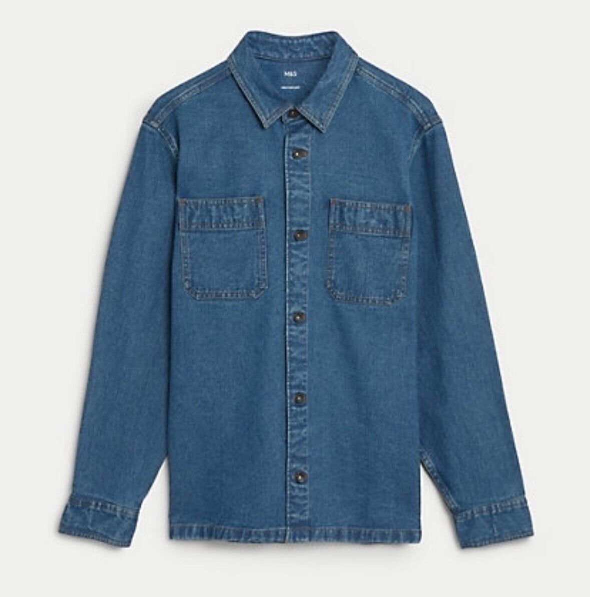 EX M*S HERREN JEANSHEMD KRAGEN KNOPFLEISTE OVERSHIRT SHACKET KLASSISCH LANGARM - Bild 5 von 6