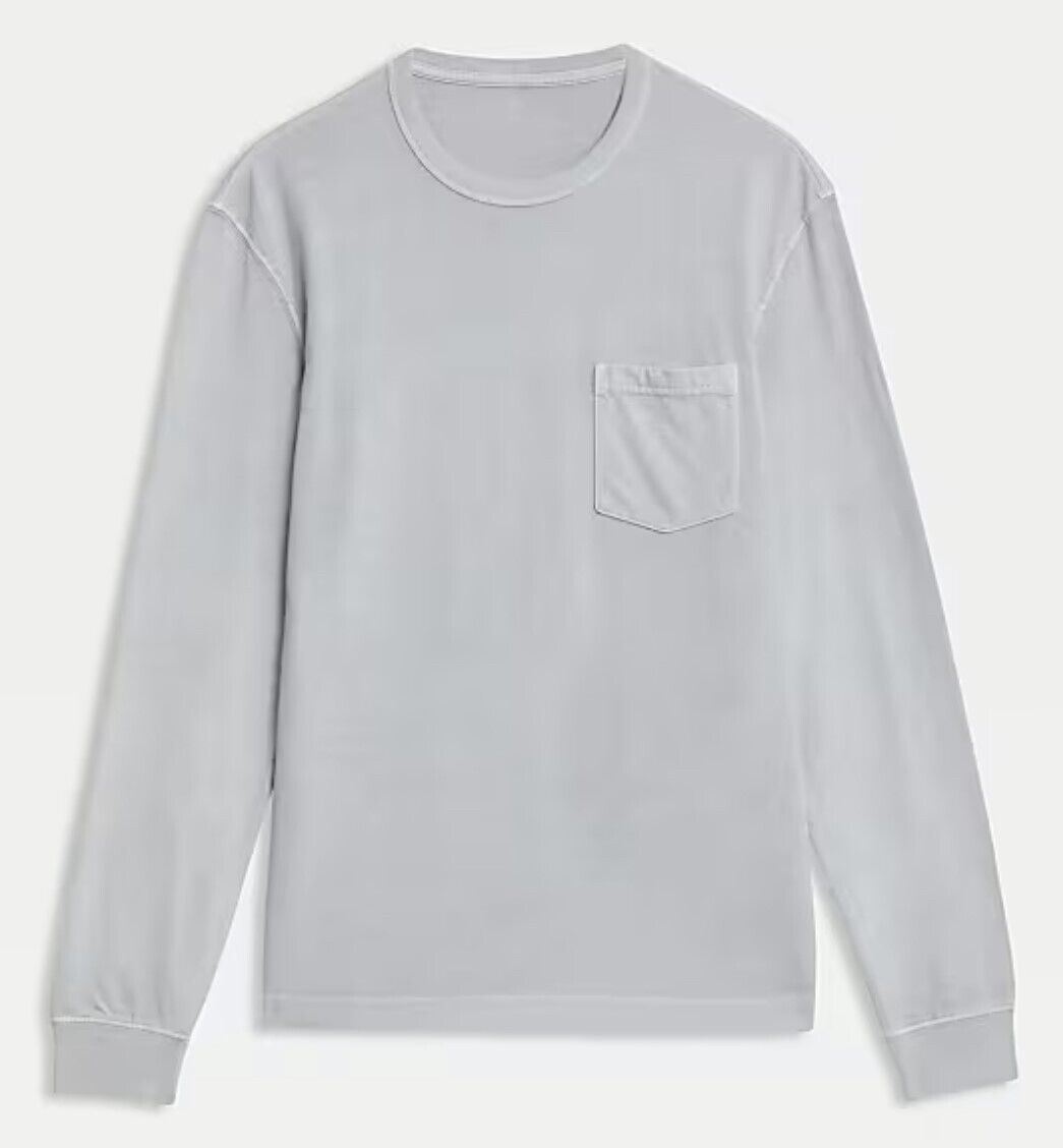MENS M&S TOP SWEATSHIRT PURE COTTON CHEST POCKET LONG SLEEVE SOFT T-SHIRT - Picture 10 of 10