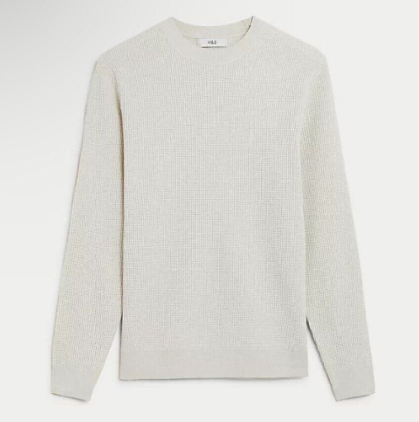 M*S MENS JUMPER SWEATER KNIT TEXTURED Top Knitted Jumper Pullover thick TOP  - Picture 7 of 9